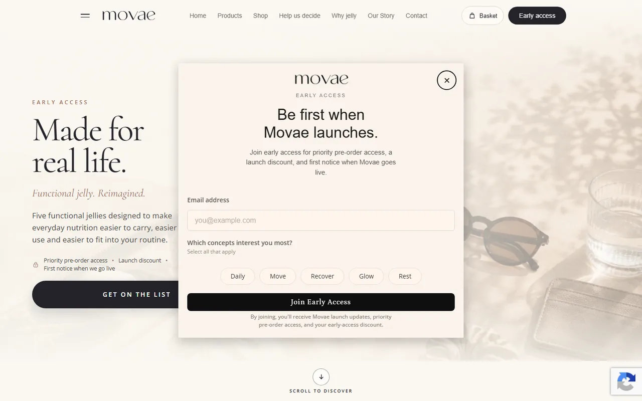Screenshot of Movae website